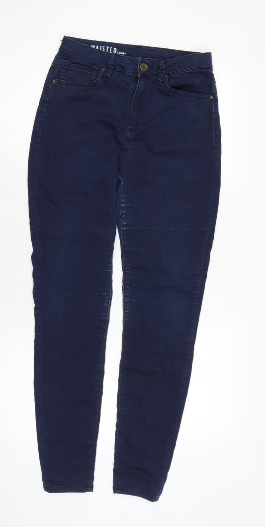 Marks and Spencer Womens Blue Cotton Blend Skinny Jeans Size 10 L27 in Regular Zip