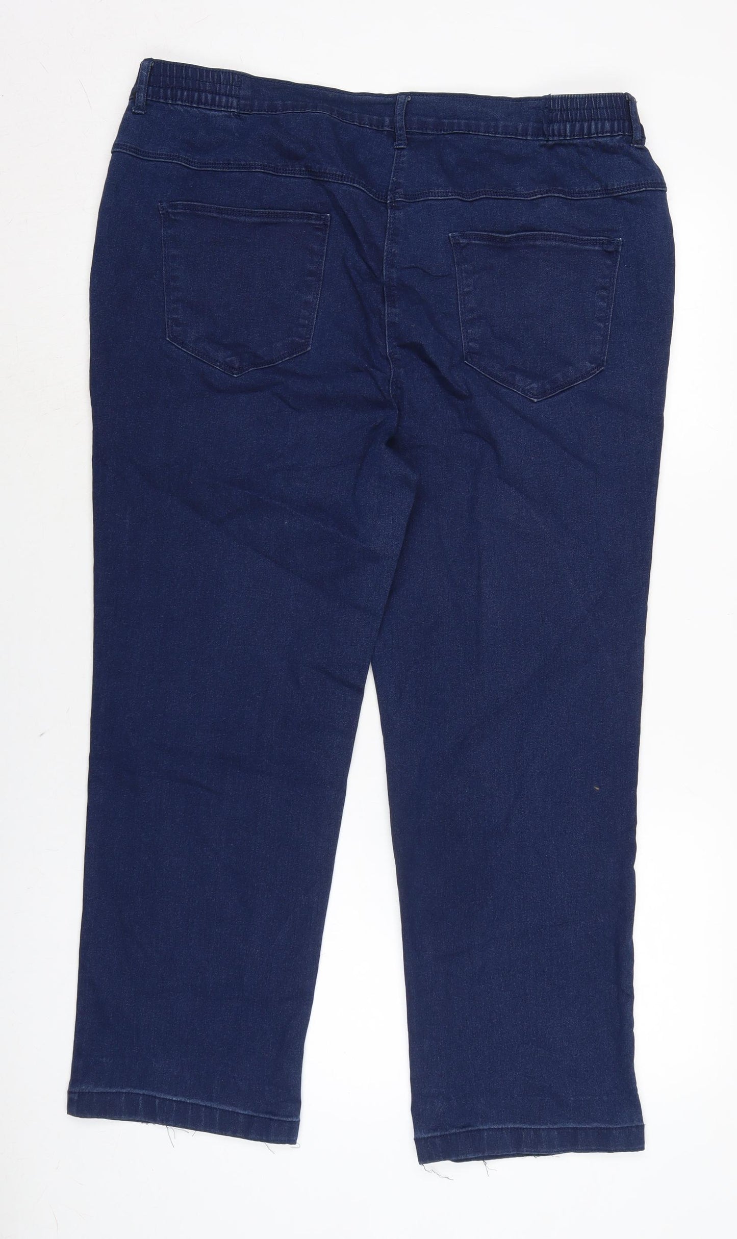 Bonmarché Womens Blue Cotton Blend Straight Jeans Size 20 L24.5 in Regular