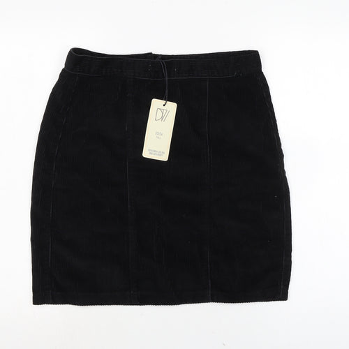 Dont thinkj twice Womens Black Cotton A-Line Skirt Size 14 Zip