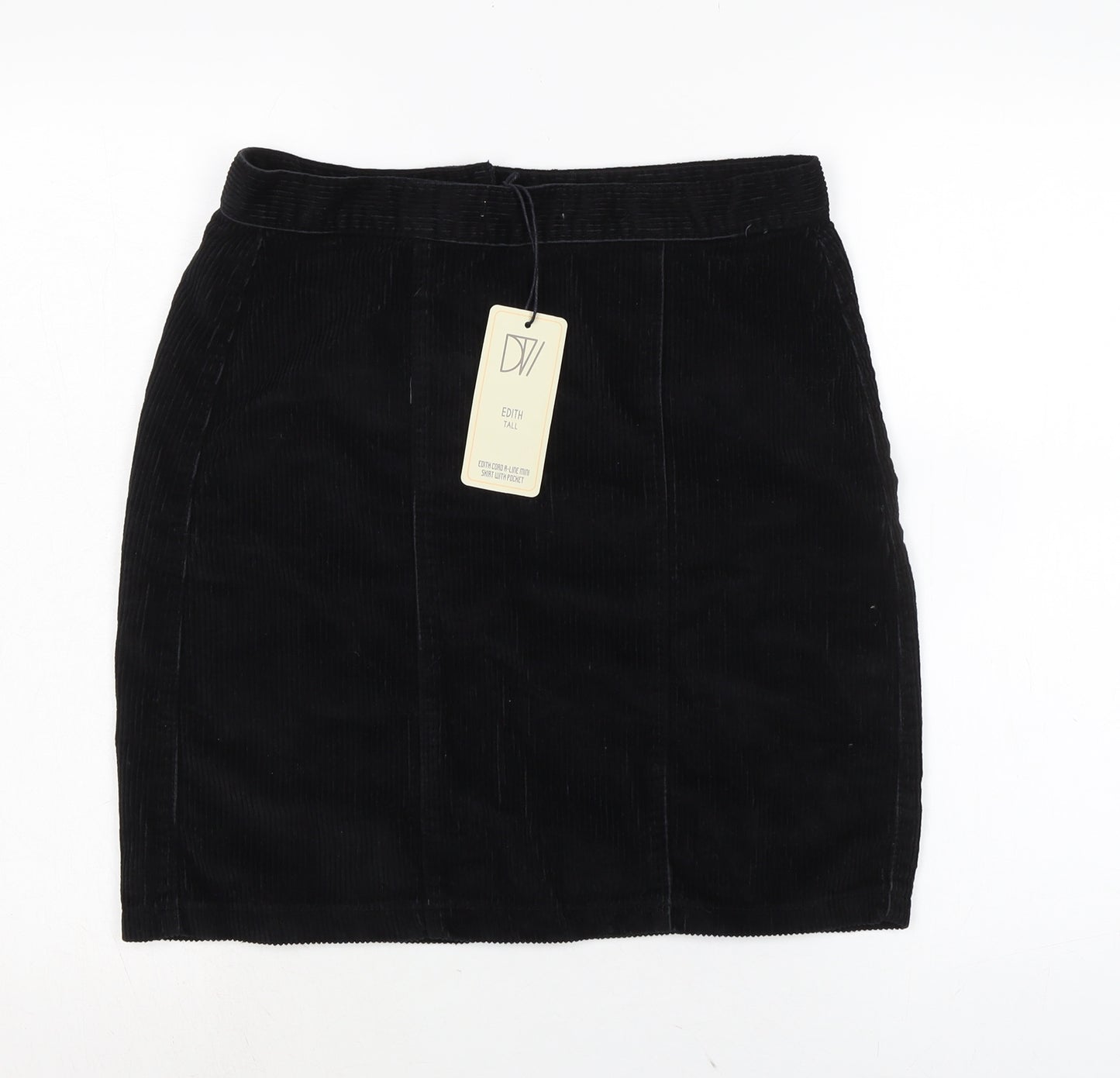 Dont thinkj twice Womens Black Cotton A-Line Skirt Size 14 Zip