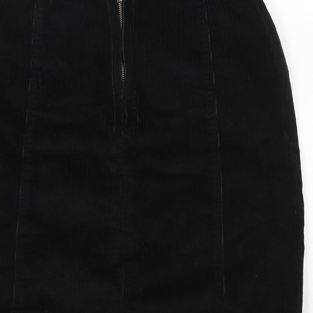 Dont thinkj twice Womens Black Cotton A-Line Skirt Size 14 Zip