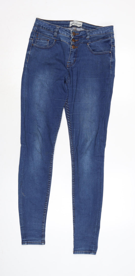 New Look Womens Blue Cotton Blend Skinny Jeans Size 12 L30 in Regular Button