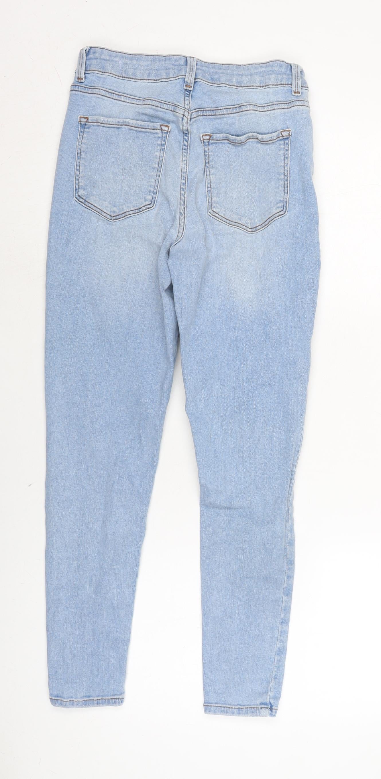 New Look Womens Blue Cotton Blend Tapered Jeans Size 12 L24 in Regular Zip