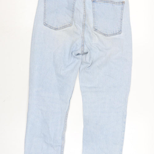 Denim & Co. Womens Blue Cotton Blend Straight Jeans Size 10 L25 in Regular Zip