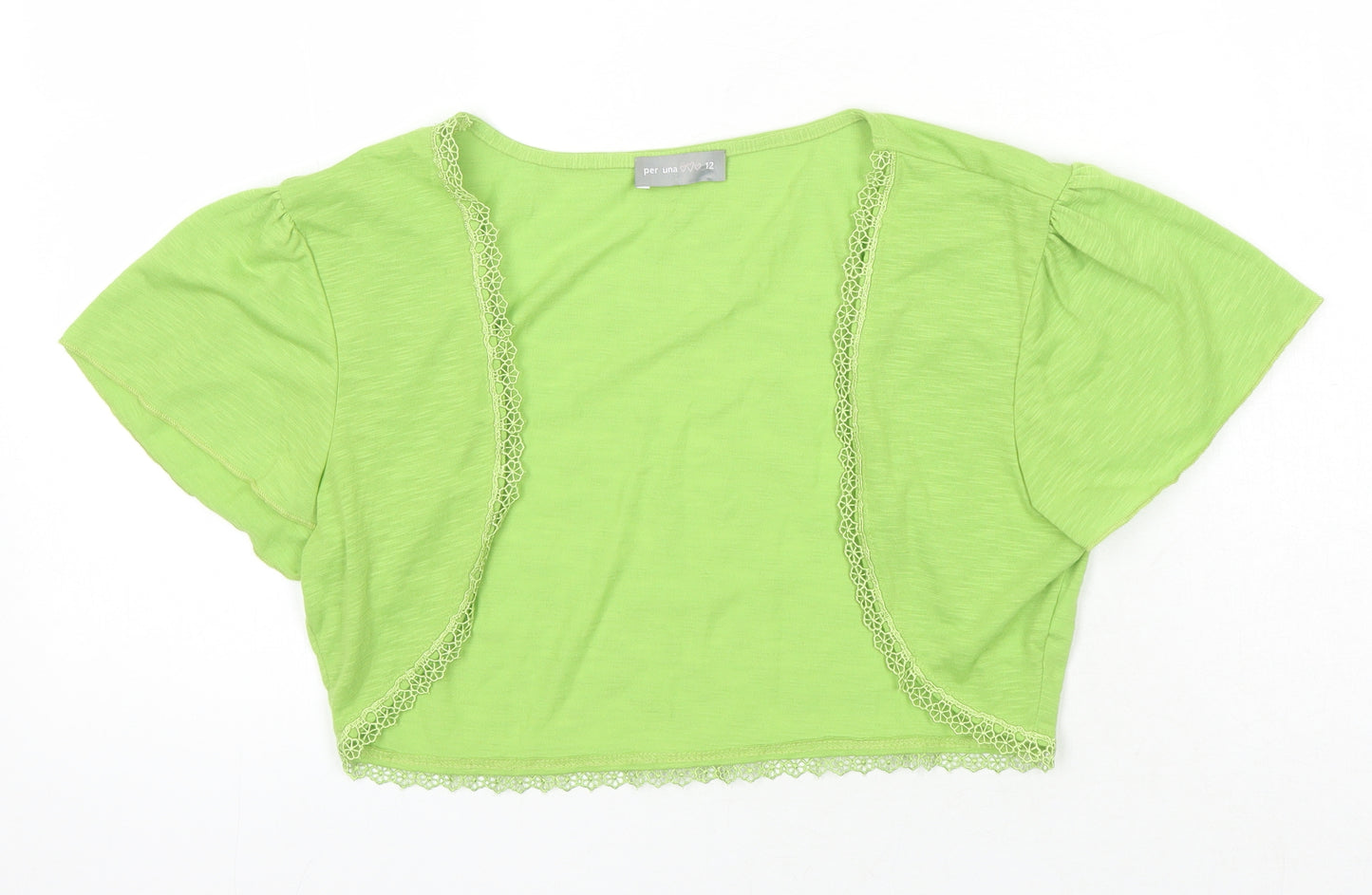 Per Una Womens Green Round Neck Polyester Shrug Jumper Size 12