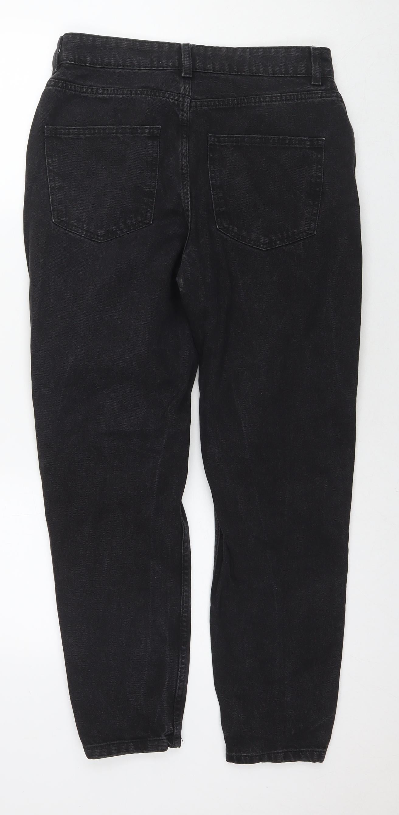 Denim & Co. Womens Black Cotton Straight Jeans Size 10 L27 in Regular Zip