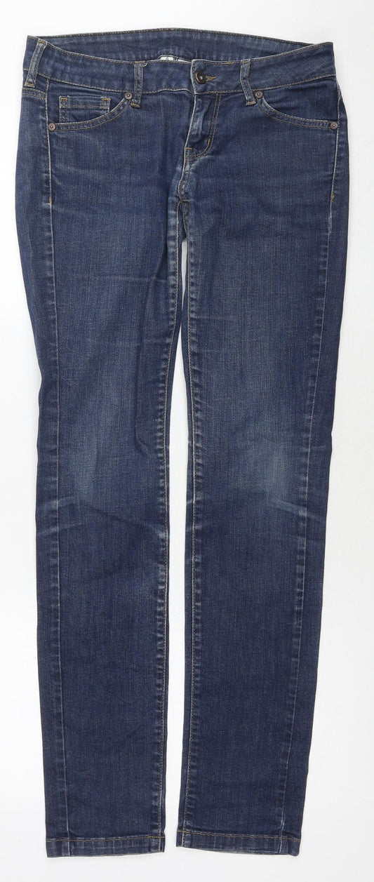 Mango Womens Blue Cotton Skinny Jeans Size 10 L31 in Regular Zip