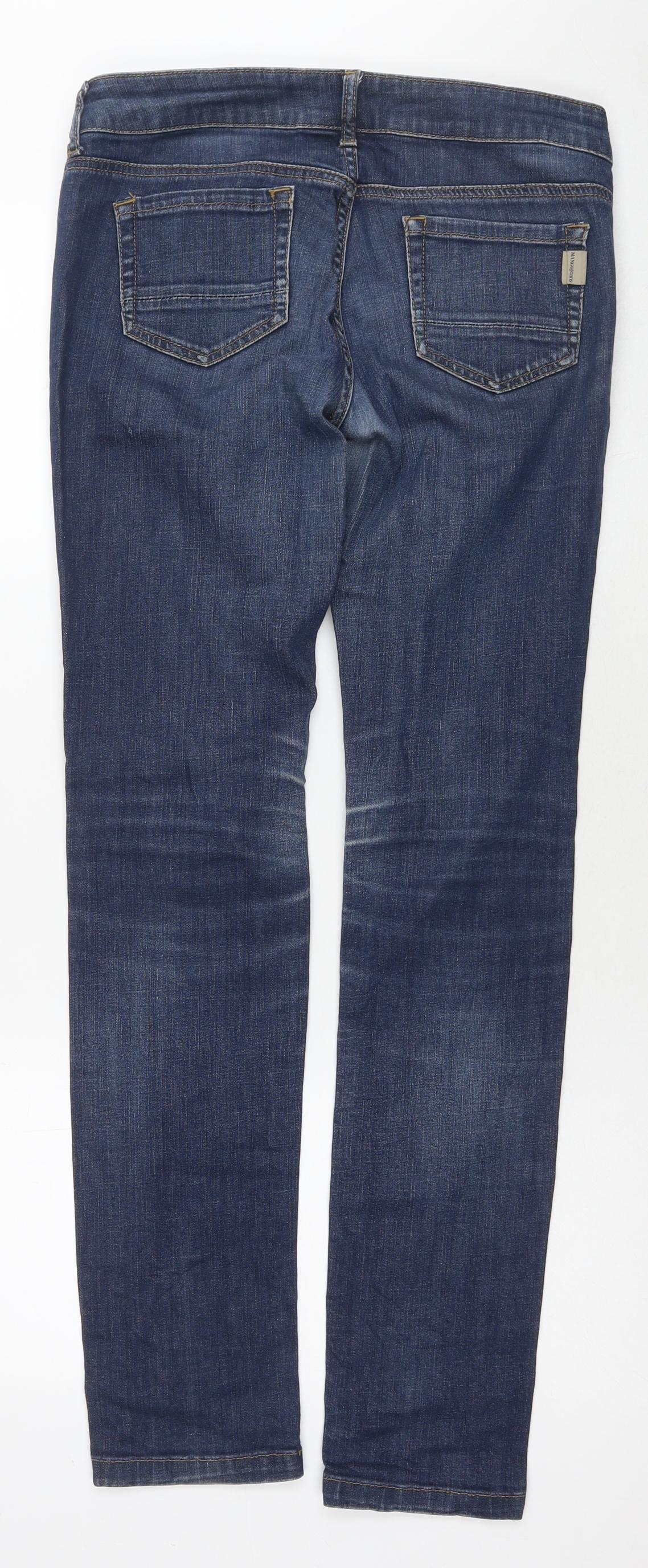 Mango Womens Blue Cotton Skinny Jeans Size 10 L31 in Regular Zip