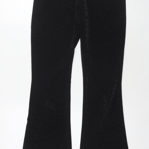 Stradivarius Womens Black Polyester Trousers Size L L32 in Regular - Glitter Detail