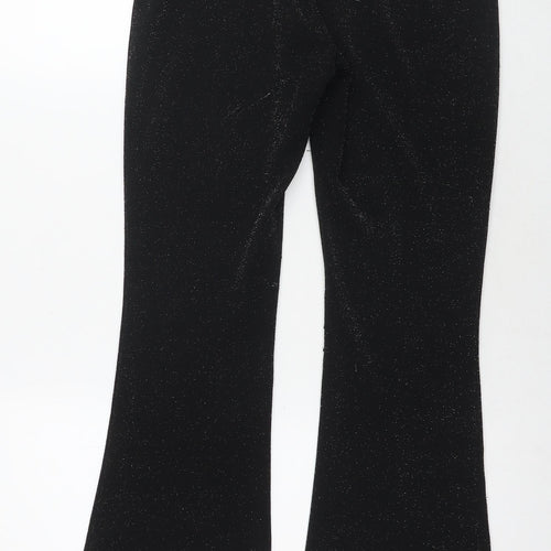 Stradivarius Womens Black Polyester Trousers Size L L32 in Regular - Glitter Detail