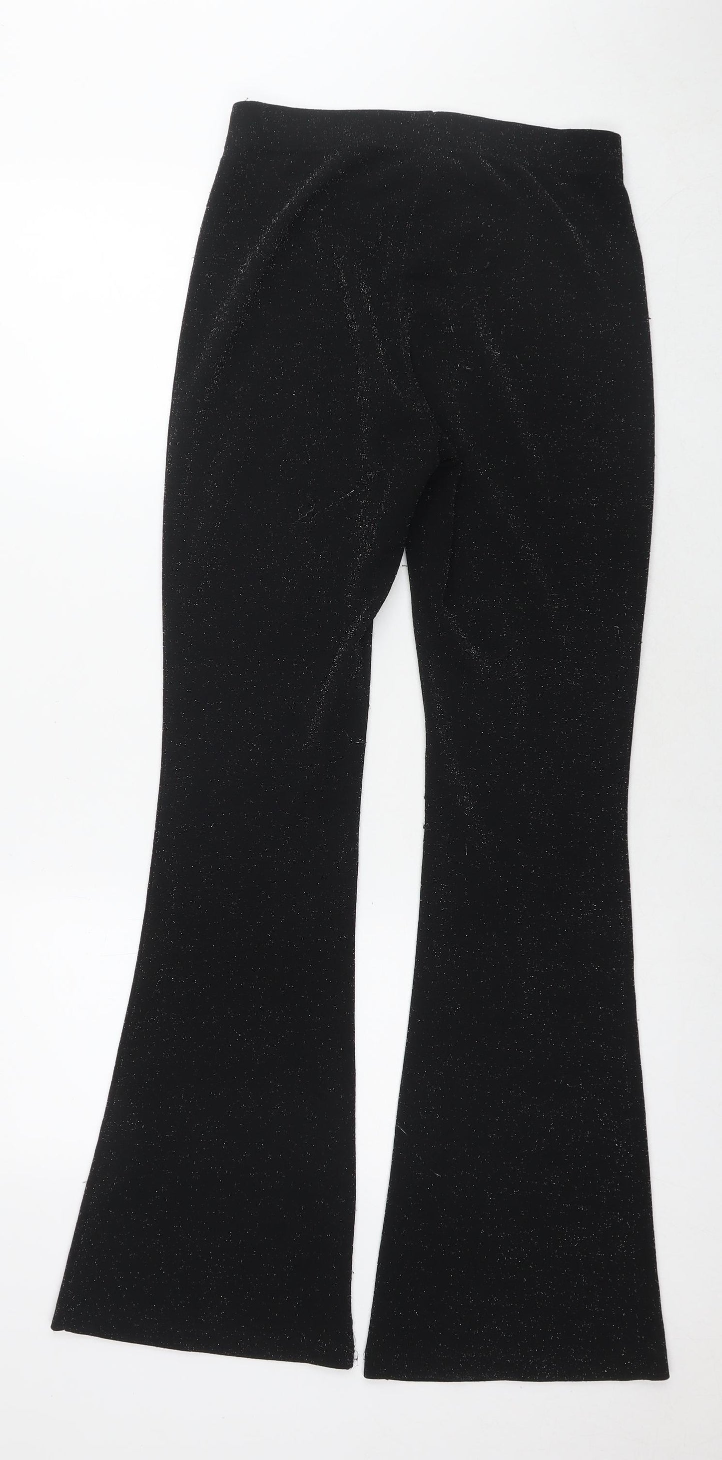 Stradivarius Womens Black Polyester Trousers Size L L32 in Regular - Glitter Detail