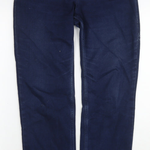 Marks and Spencer Womens Blue Cotton Straight Jeans Size 10 L26 in Regular Zip