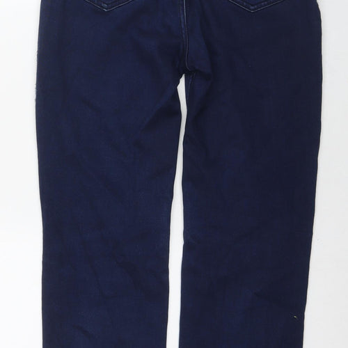 Marks and Spencer Womens Blue Cotton Straight Jeans Size 10 L26 in Regular Zip