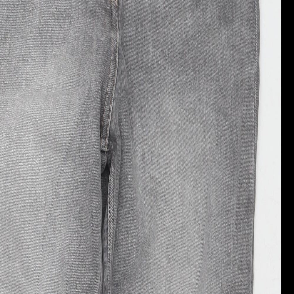 NEXT Womens Grey Cotton Cropped Jeans Size 12 L24 in Slim Zip