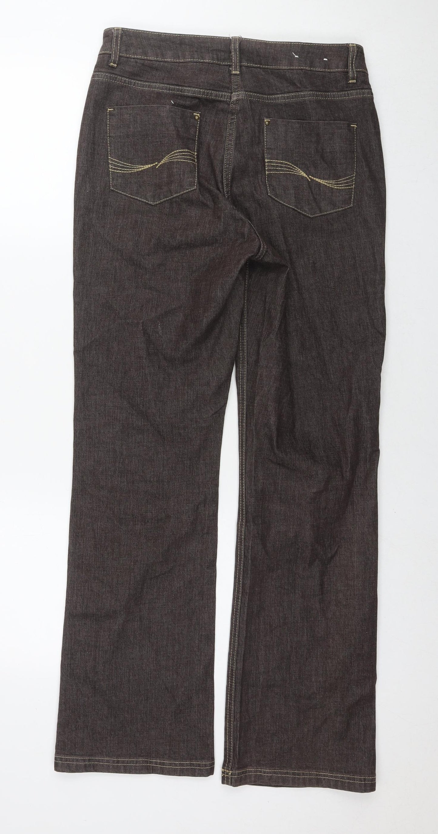 RJR.John Rocha Womens Brown Cotton Bootcut Jeans Size 10 L28 in Regular Zip