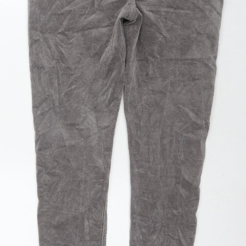 Bee Inspired Womens Grey Cotton Trousers Size 12 L28 in Regular Zip