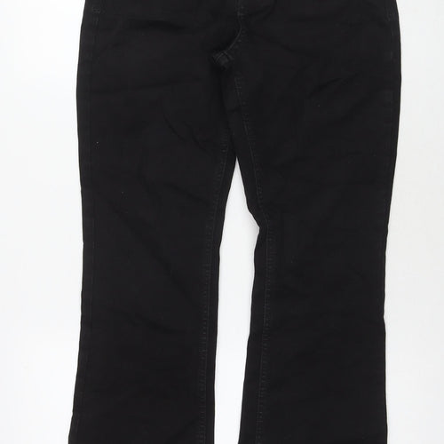 TU Womens Black Cotton Bootcut Jeans Size 10 L30 in Regular Zip