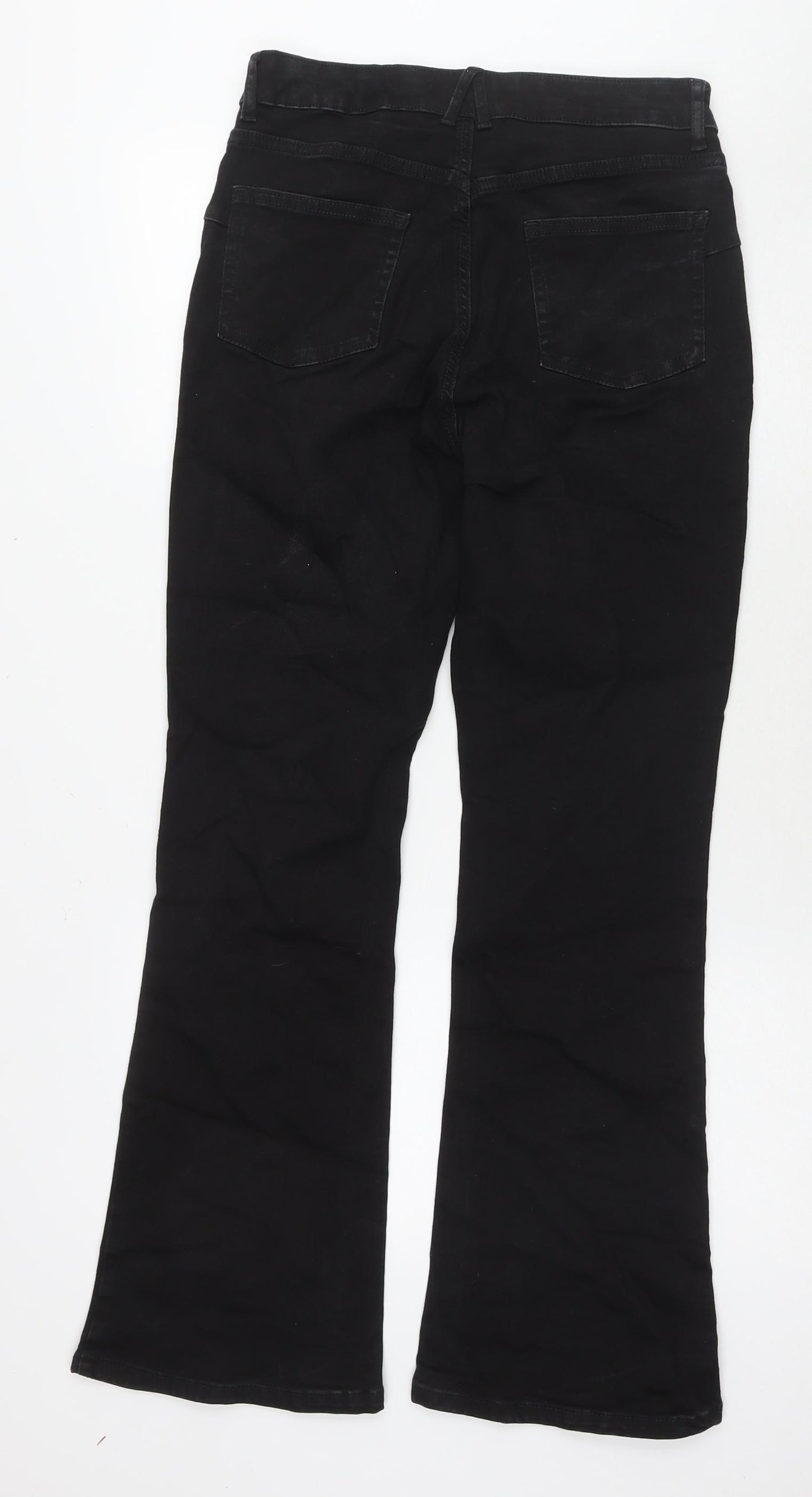 TU Womens Black Cotton Bootcut Jeans Size 10 L30 in Regular Zip