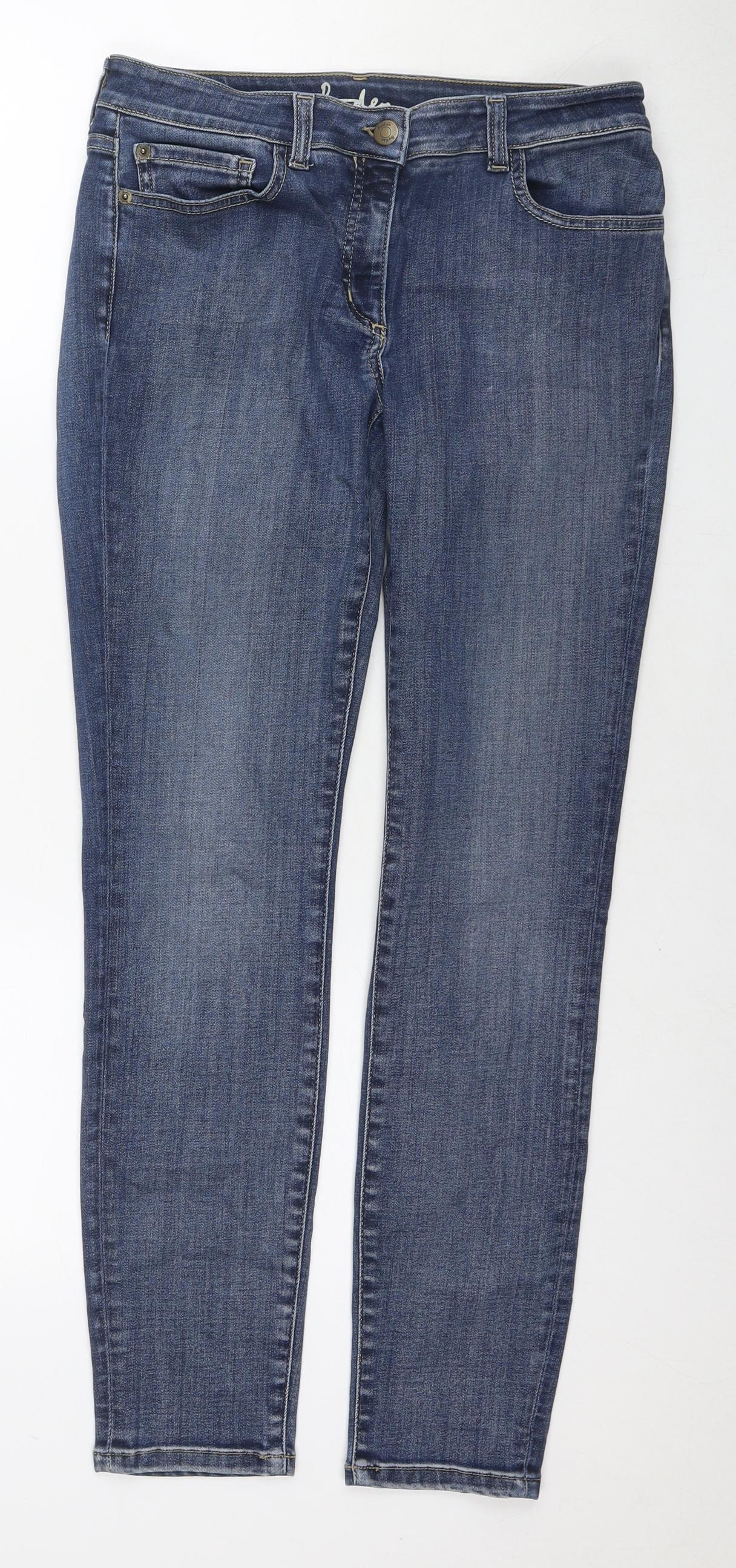 Boden Womens Blue Cotton Straight Jeans Size 12 L28 in Regular Zip