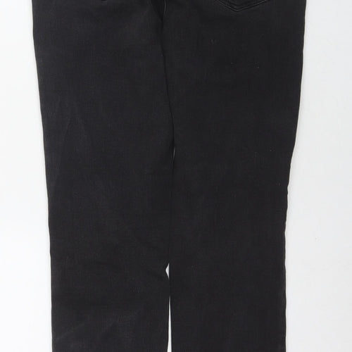 NEXT Womens Black Cotton Straight Jeans Size 12 L29 in Regular Zip