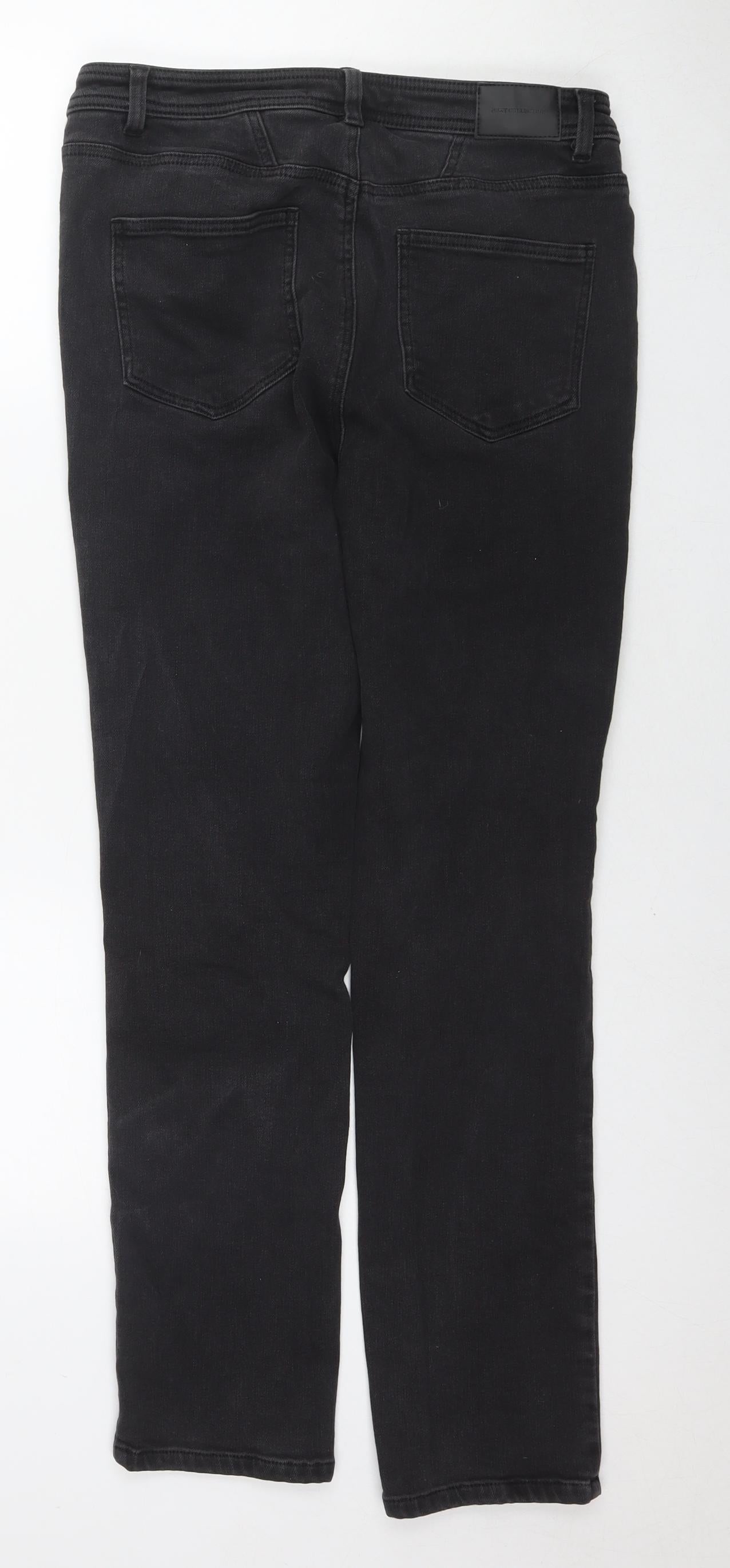 NEXT Womens Black Cotton Straight Jeans Size 12 L29 in Regular Zip