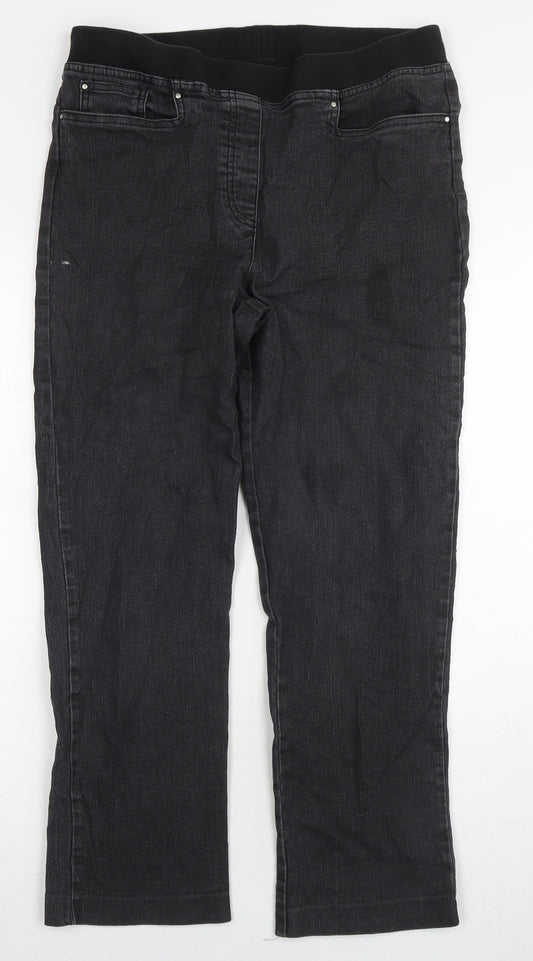 Cotton Traders Womens Black Cotton Jegging Jeans Size 12 L26 in Regular Zip