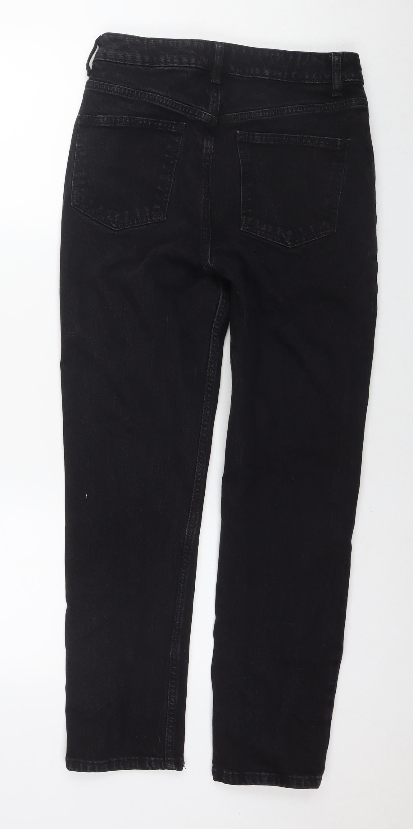 Denim & Co. Womens Black Cotton Straight Jeans Size 10 L27 in Regular Zip