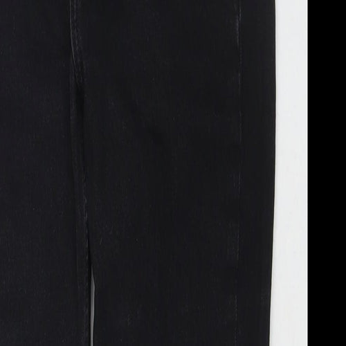 Denim & Co. Womens Black Cotton Straight Jeans Size 10 L27 in Regular Zip