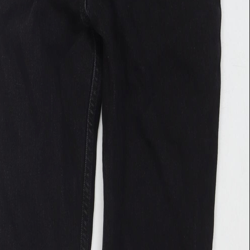 Denim & Co. Womens Black Cotton Straight Jeans Size 10 L27 in Regular Zip