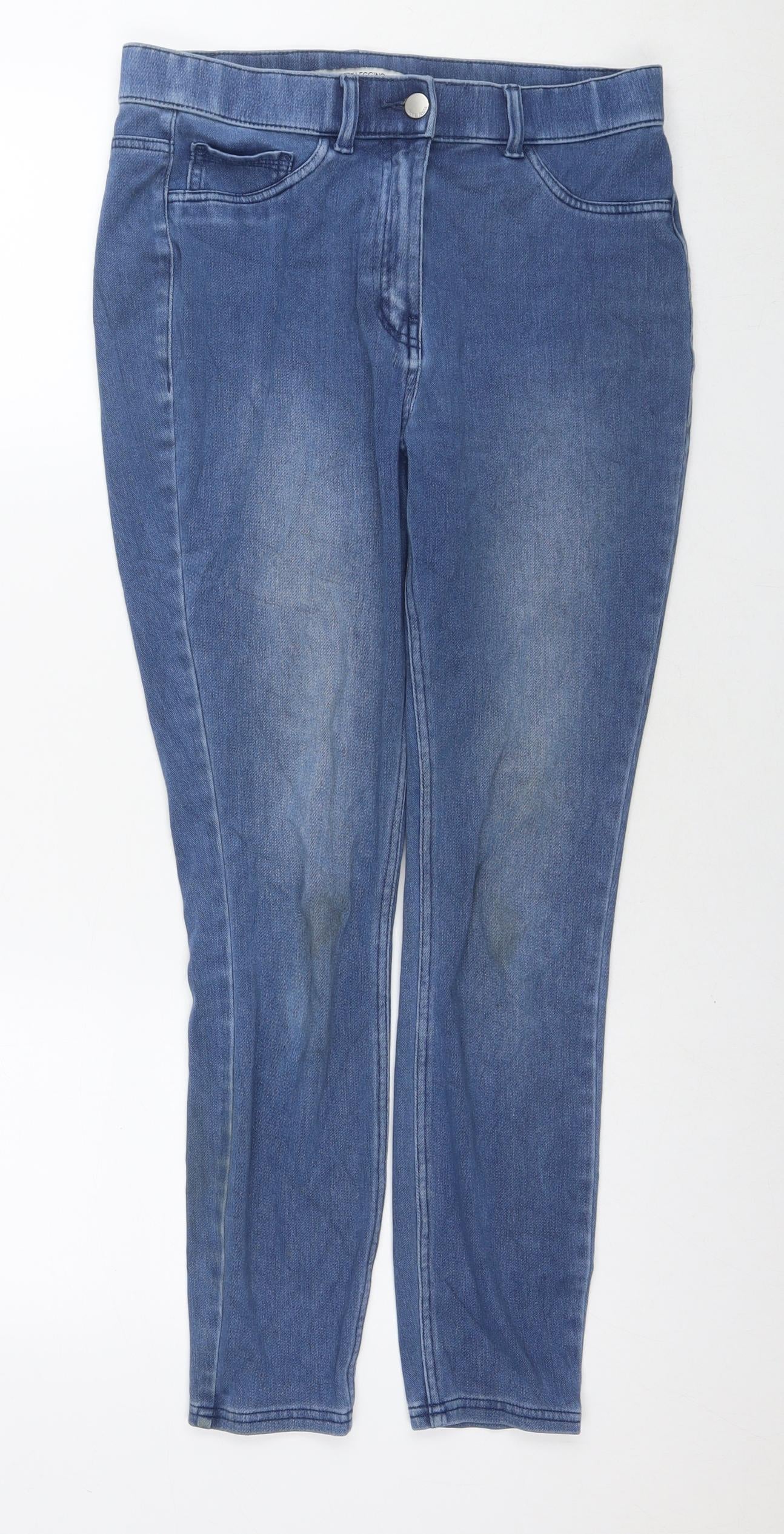 NEXT Womens Blue Cotton Skinny Jeans Size 12 L25 in Regular Zip