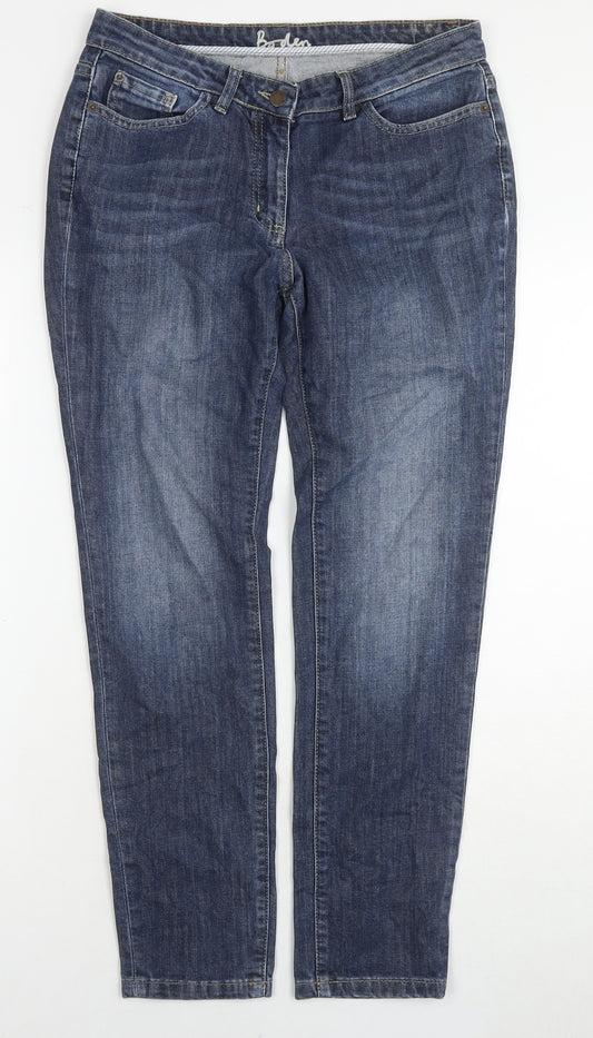 Boden Womens Blue Cotton Straight Jeans Size 12 L26 in Regular Zip