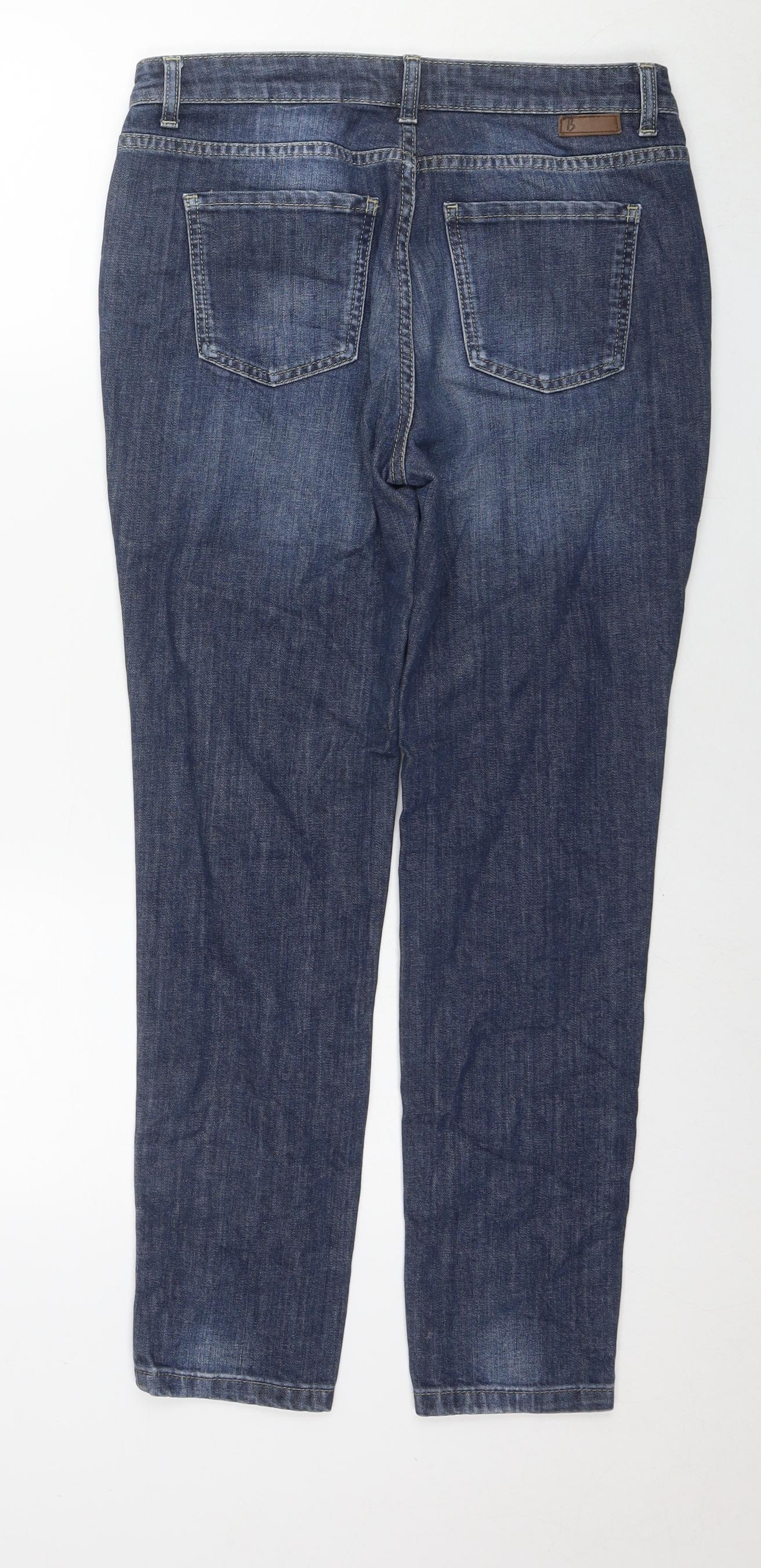 Boden Womens Blue Cotton Straight Jeans Size 12 L26 in Regular Zip