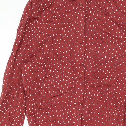 Marks and Spencer Womens Red Polka Dot Viscose A-Line Size 8 Collared Zip