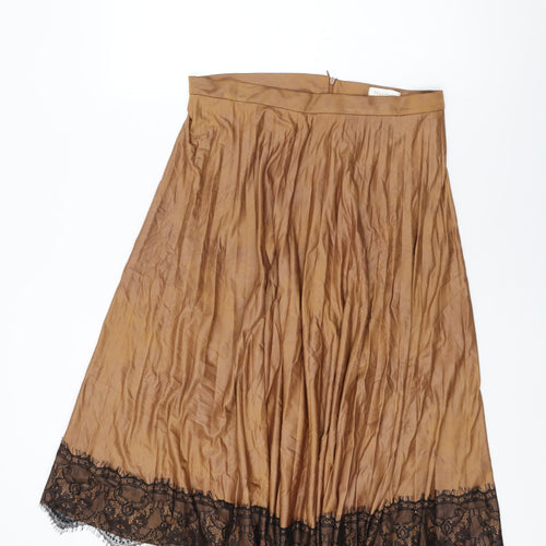 Milestone Womens Brown Polyester Swing Skirt Size 14 Zip