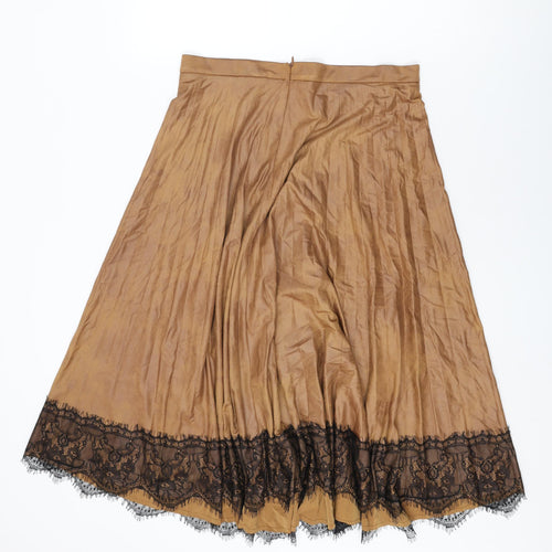 Milestone Womens Brown Polyester Swing Skirt Size 14 Zip