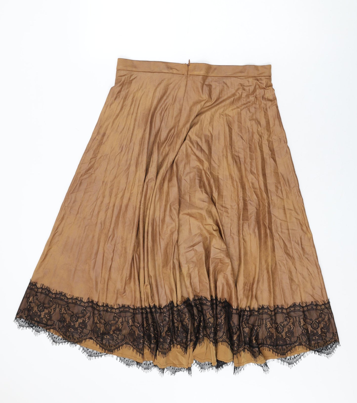 Milestone Womens Brown Polyester Swing Skirt Size 14 Zip