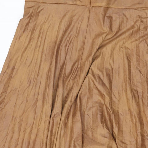 Milestone Womens Brown Polyester Swing Skirt Size 14 Zip