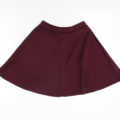 Boohoo Womens Red Polyester Skater Skirt Size 8