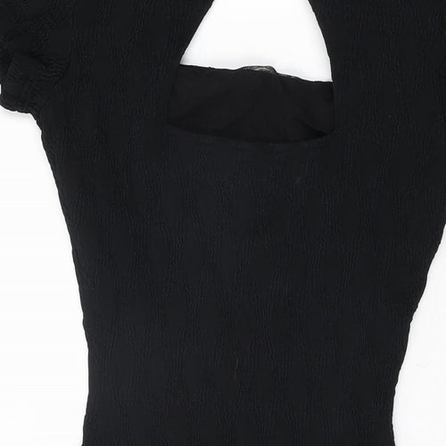 Joseph Ribkoff Womens Black Nylon Bodycon Size 10 Square Neck Pullover