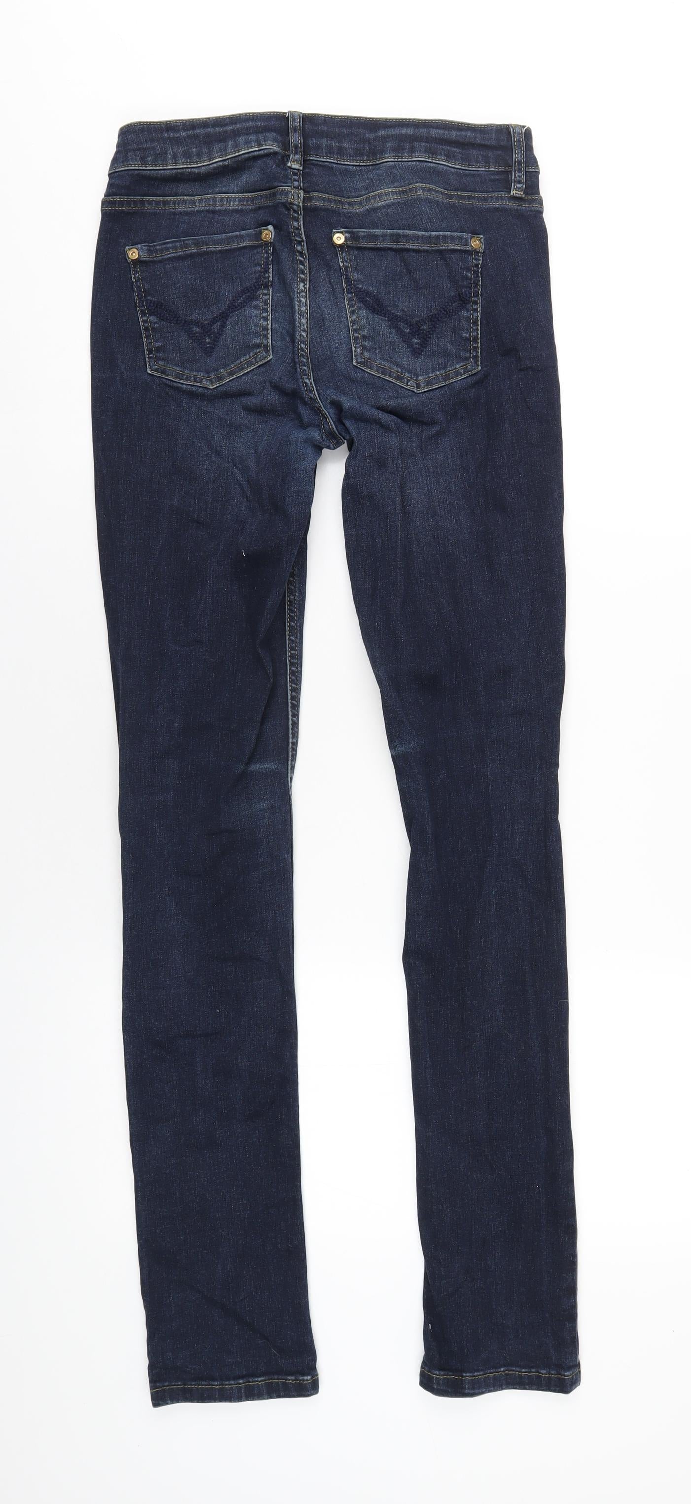 Oasis Womens Blue Cotton Straight Jeans Size 10 L33 in Regular Zip