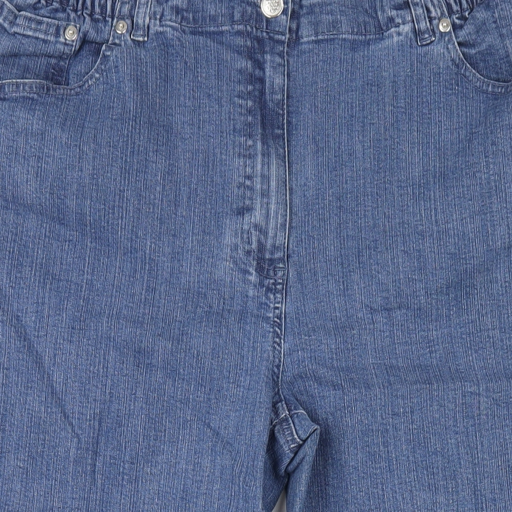 Damart Womens Blue Cotton Straight Jeans Size 20 L26 in Regular Zip