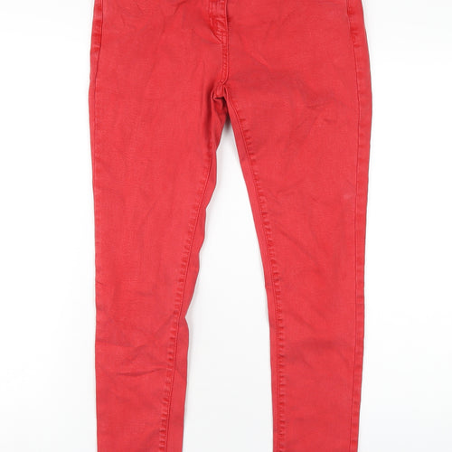 NEXT Womens Red Cotton Skinny Jeans Size 10 L29 in Regular Zip