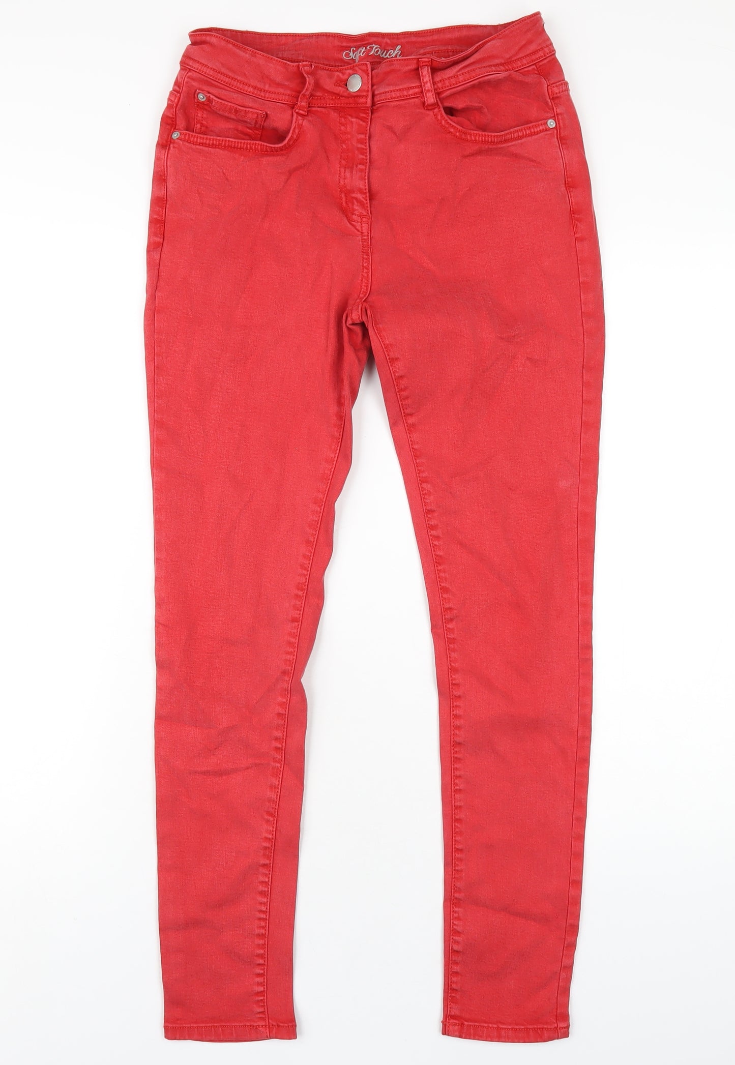 NEXT Womens Red Cotton Skinny Jeans Size 10 L29 in Regular Zip