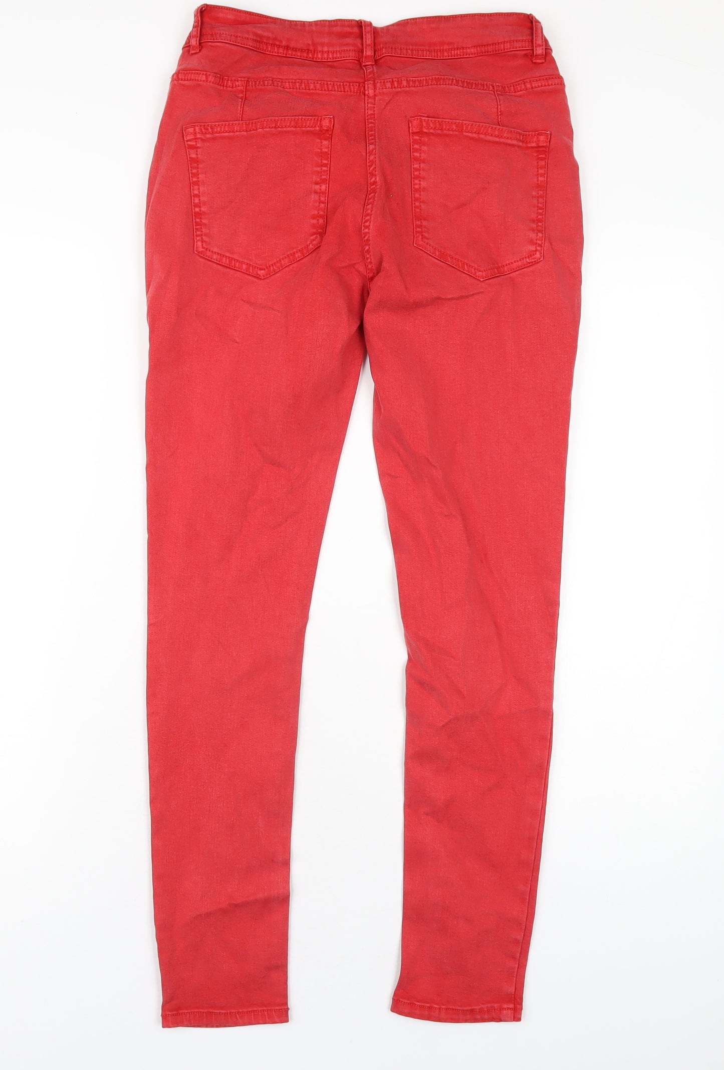 NEXT Womens Red Cotton Skinny Jeans Size 10 L29 in Regular Zip