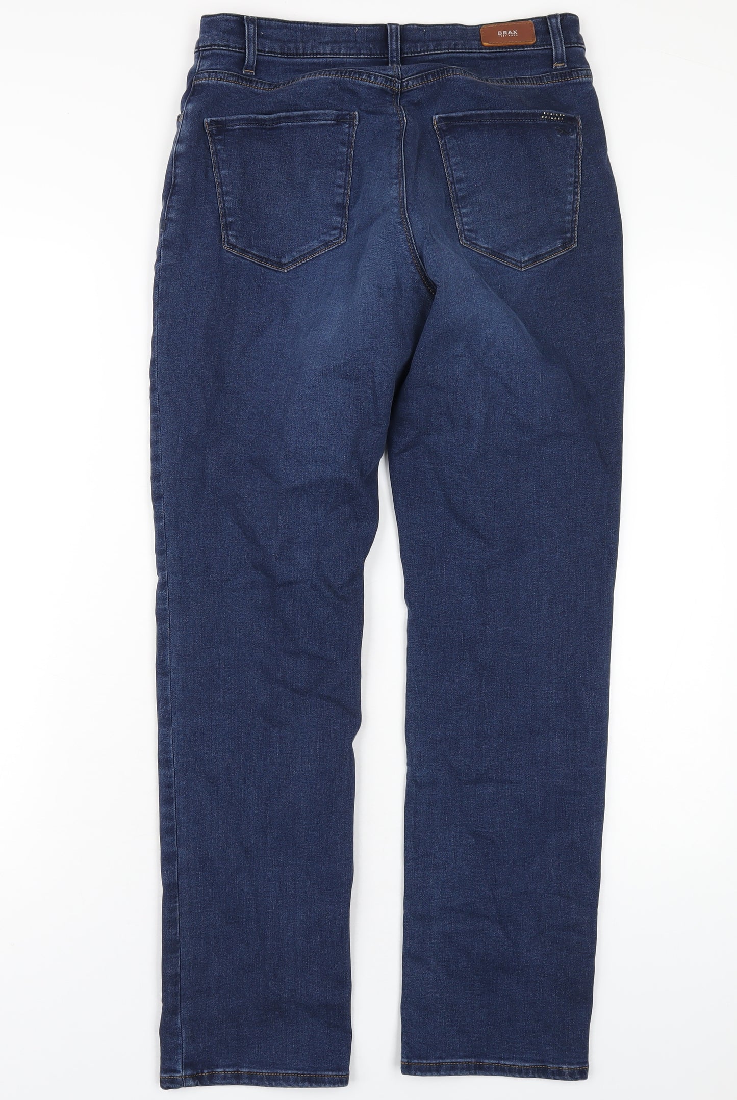 BRAX Womens Blue Cotton Straight Jeans Size 10 L30 in Regular Zip