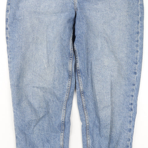 H&M Womens Blue Cotton Tapered Jeans Size 12 L29 in Regular Zip