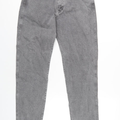 Pull&Bear Womens Grey Cotton Mom Jeans Size 12 L28 in Regular Zip