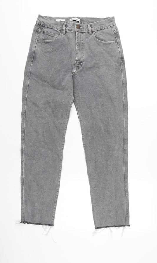 Pull&Bear Womens Grey Cotton Mom Jeans Size 12 L28 in Regular Zip