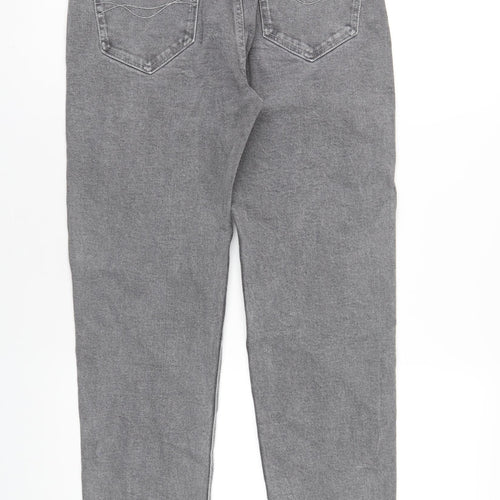 Pull&Bear Womens Grey Cotton Mom Jeans Size 12 L28 in Regular Zip