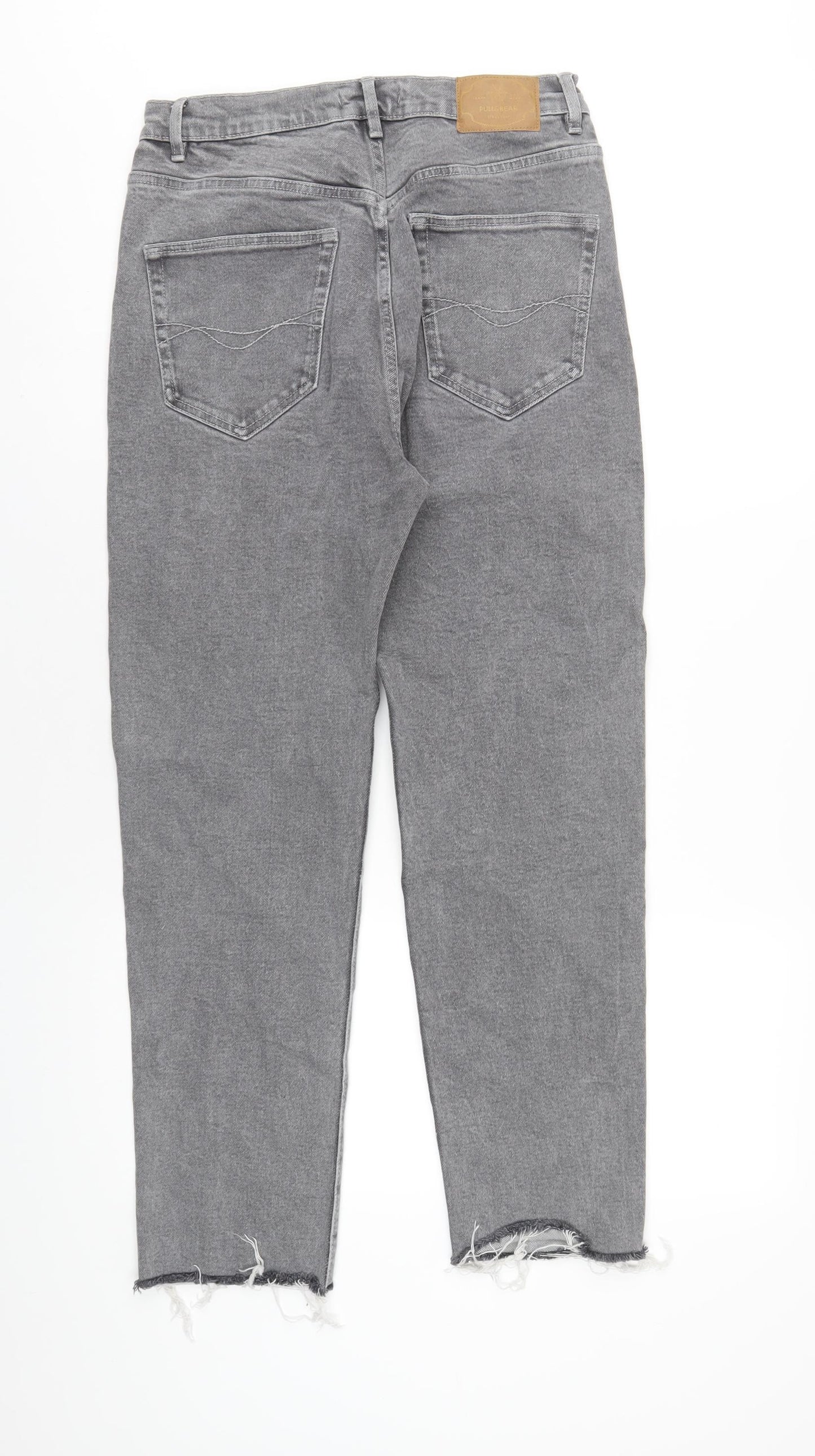 Pull&Bear Womens Grey Cotton Mom Jeans Size 12 L28 in Regular Zip